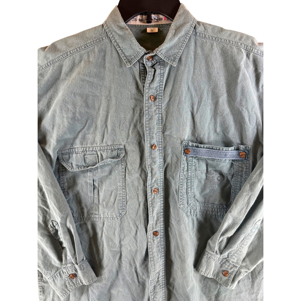 VINTAGE Gitano Mens L Green Utility Mountain Division‎ 76B Long Sleeve Button